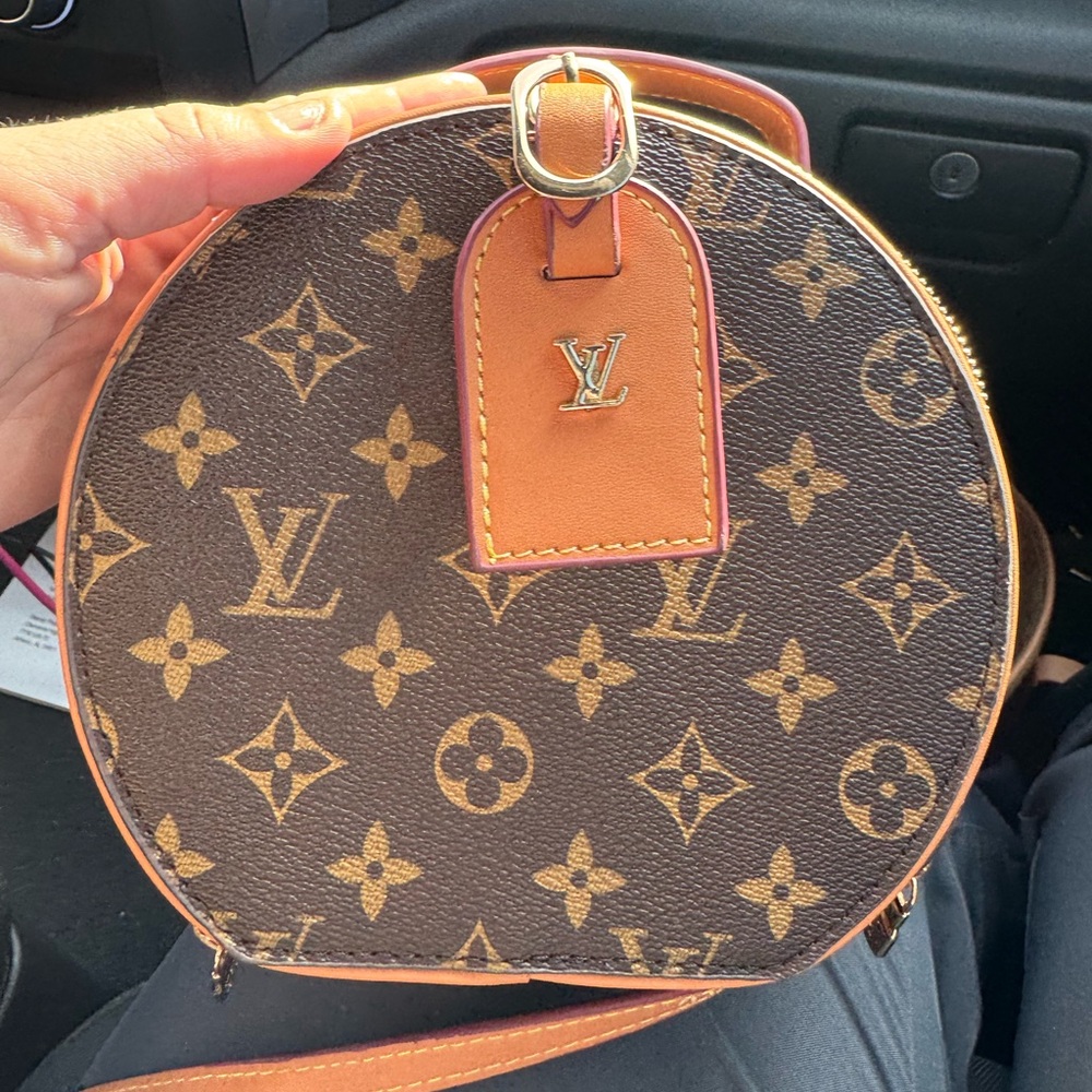 Elegant Brown and Tan Monogram Crossbody Bag